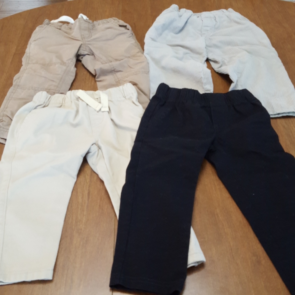 Boys 2T pants 4 pair tan, gray and black